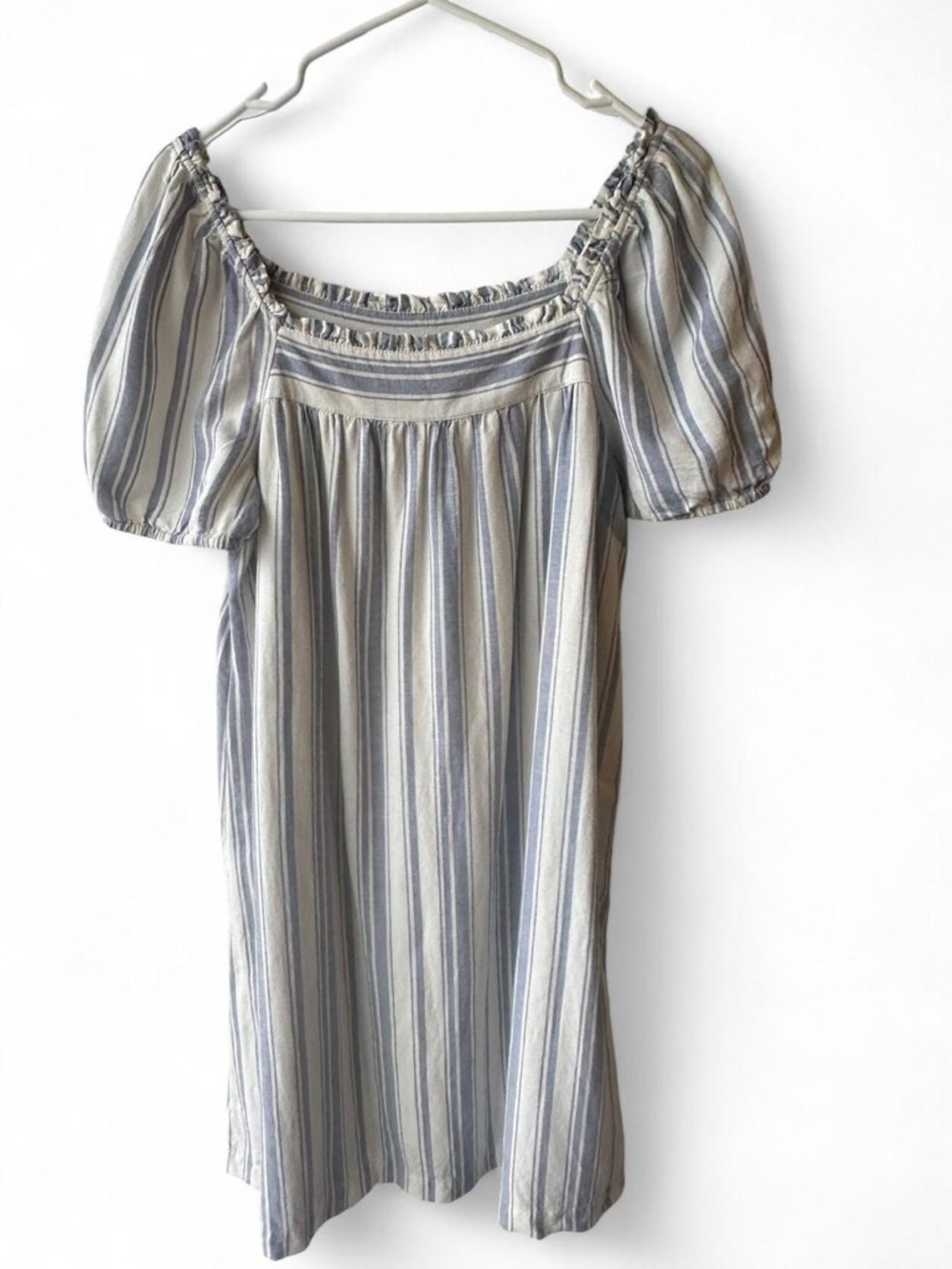 The Loft Striped Linen Blend Breathable Summer Shift Midi Dress XS